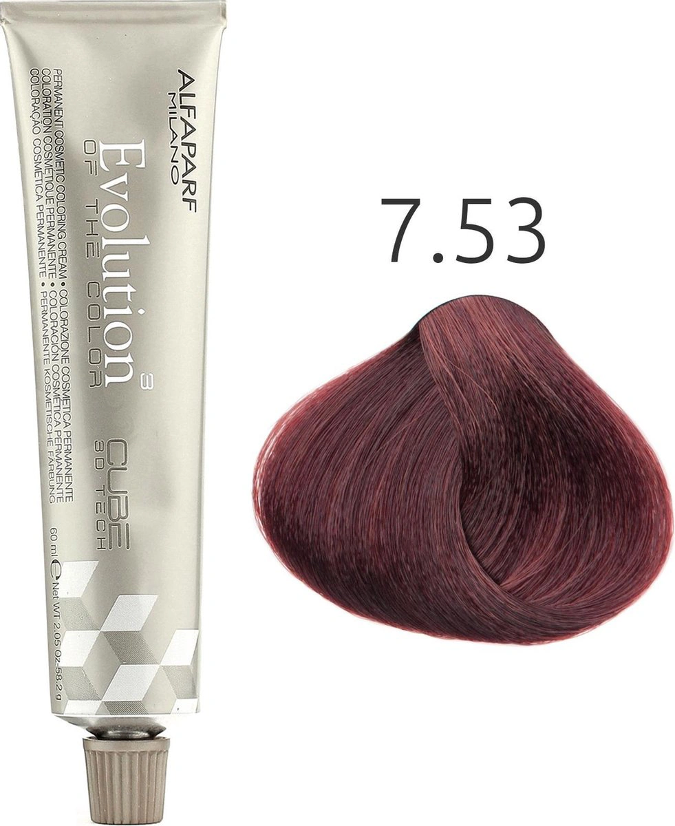 Alfaparf Evolution of the Color CUBE hajfesték - 7.53 60ml Medium Mahogany Golden Blonde képe 2